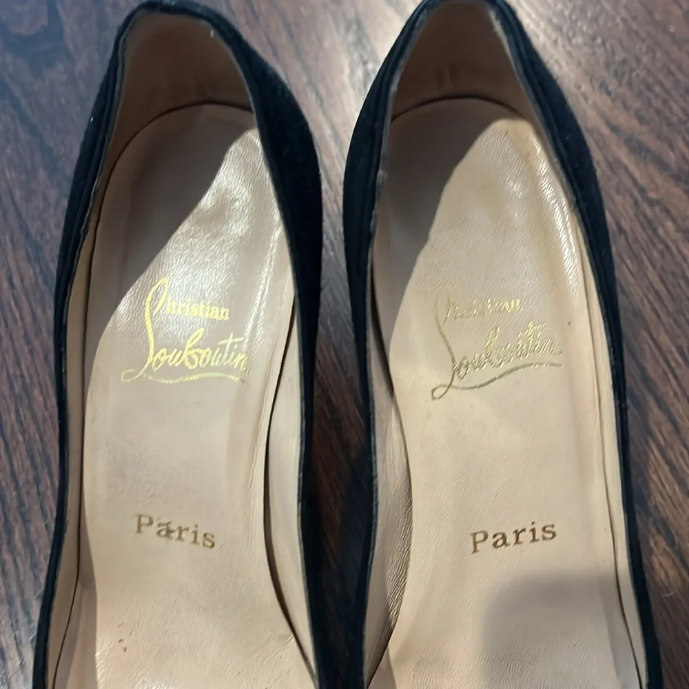 Christian Louboutin Black Peep Toe Heels 38 - Picture 3 of 5